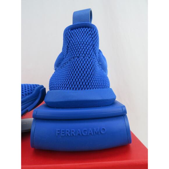 NIB FERRAGAMO BLUE NIMA KNIT MESH LACE LOGO LOW TOP SNEAKERS 10.5 43.5 ITALY - Picture 6 of 16